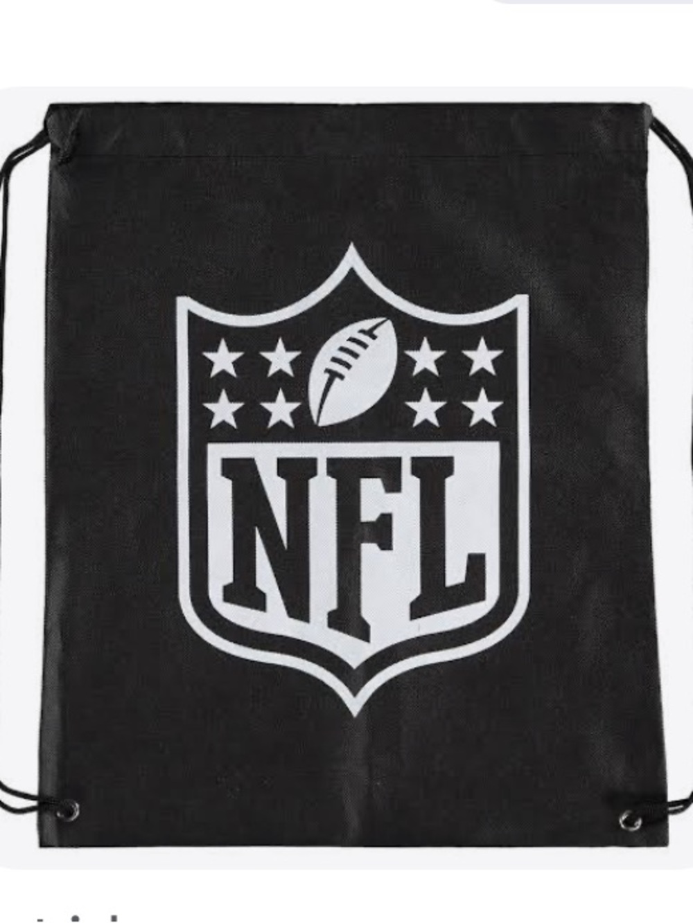 NWOT NFL Logo Cinch Sack Drawstring Bag Gym Bag Backpack Black with White Logo